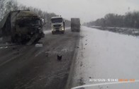 Big truck crashes in Russia