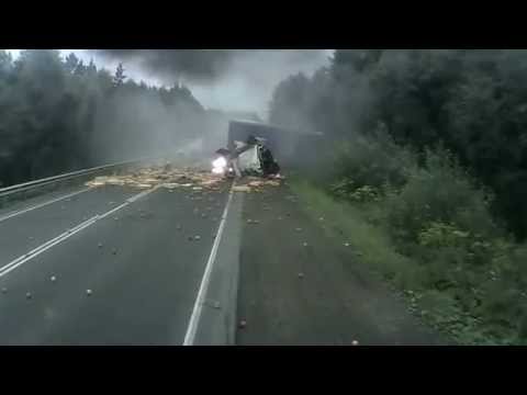 burning highway crash truck