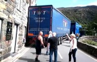 Articulated Lorry Stuck against house in Beddgelert
