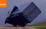 Truck Almost Flipped By Storm Winds