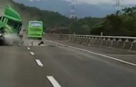 Container Truck Accident On Highway