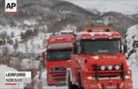 Trucks go over cliff in Norway