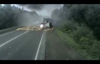 Burning Truck Crash On Highway