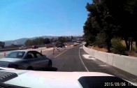 DUMB ASS CRASHES TRYING TO PASS TRUCK AND TRAILER