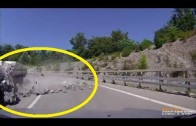 Car hit by rocks falling from speeding truck in Sochi, Russia