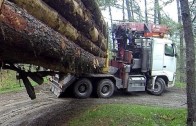 Big trucks hauling oversized load