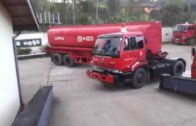 Fuel truck sharp U-turn