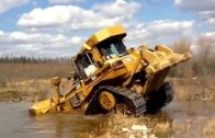 Big trucks hauling oversized load