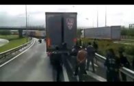 Illegal immigrants and truck drivers in Calais